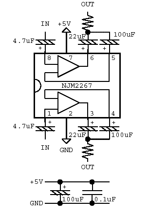NJM2267使用バッファアンプ 回路図